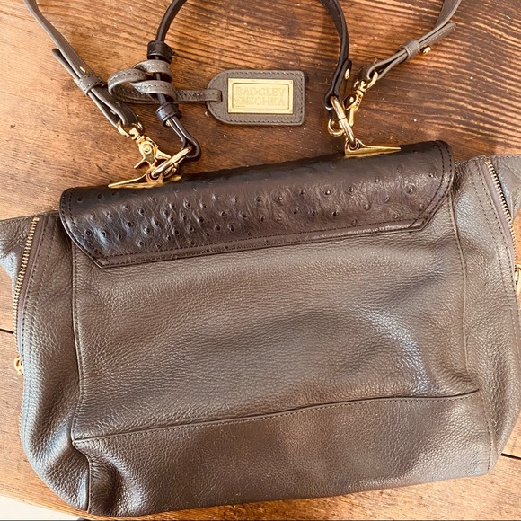 Badgley Mischka Ostrich Mutlicolor Top Handle Bag - Picture 2 of 5